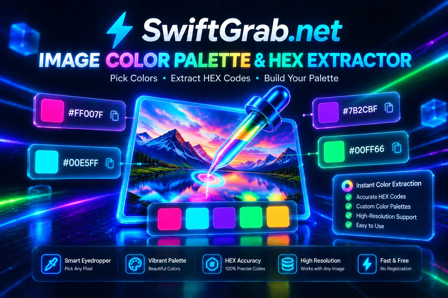 Bild Farbpalette und HEX Extractor