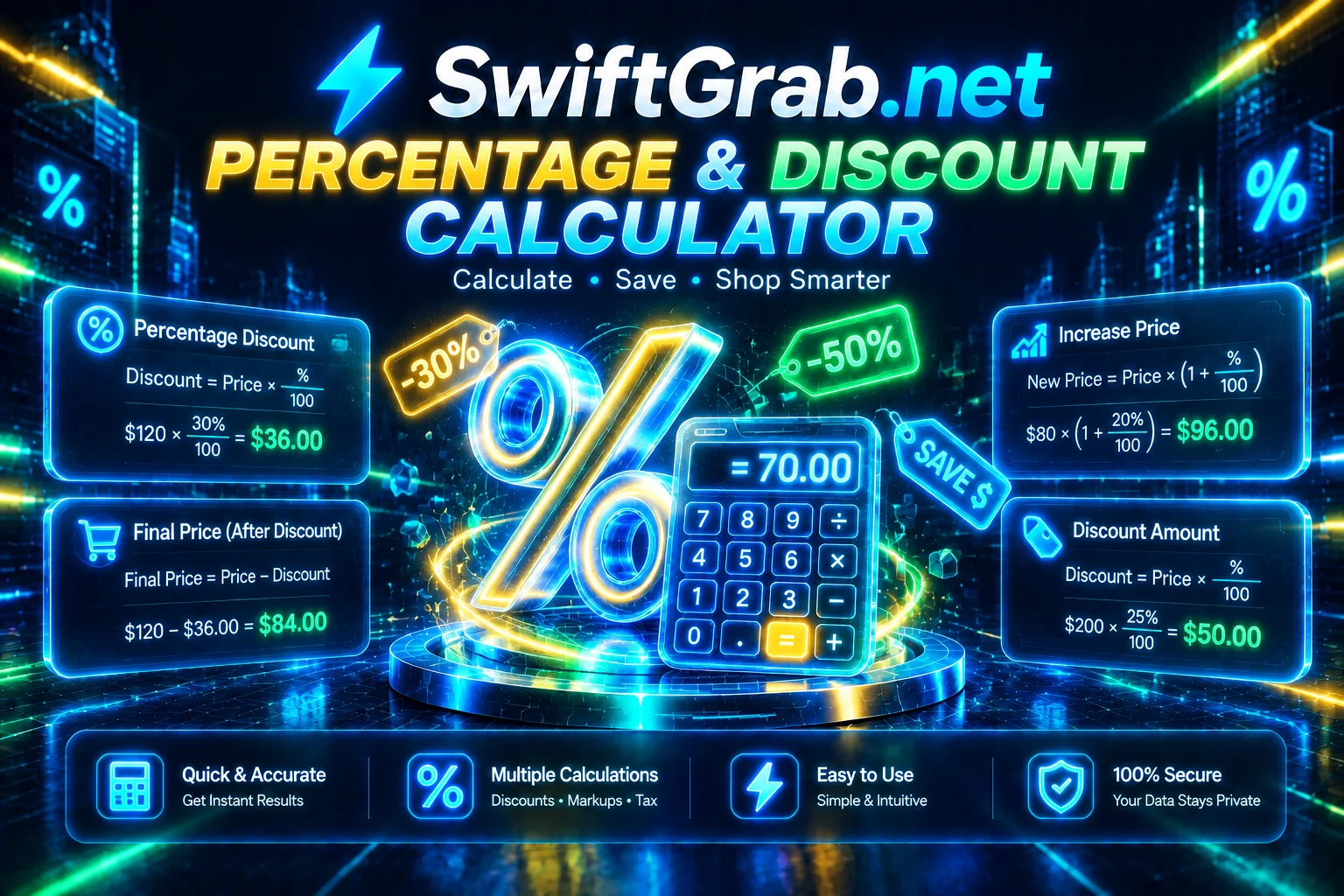 Percentage & Discount Calculator